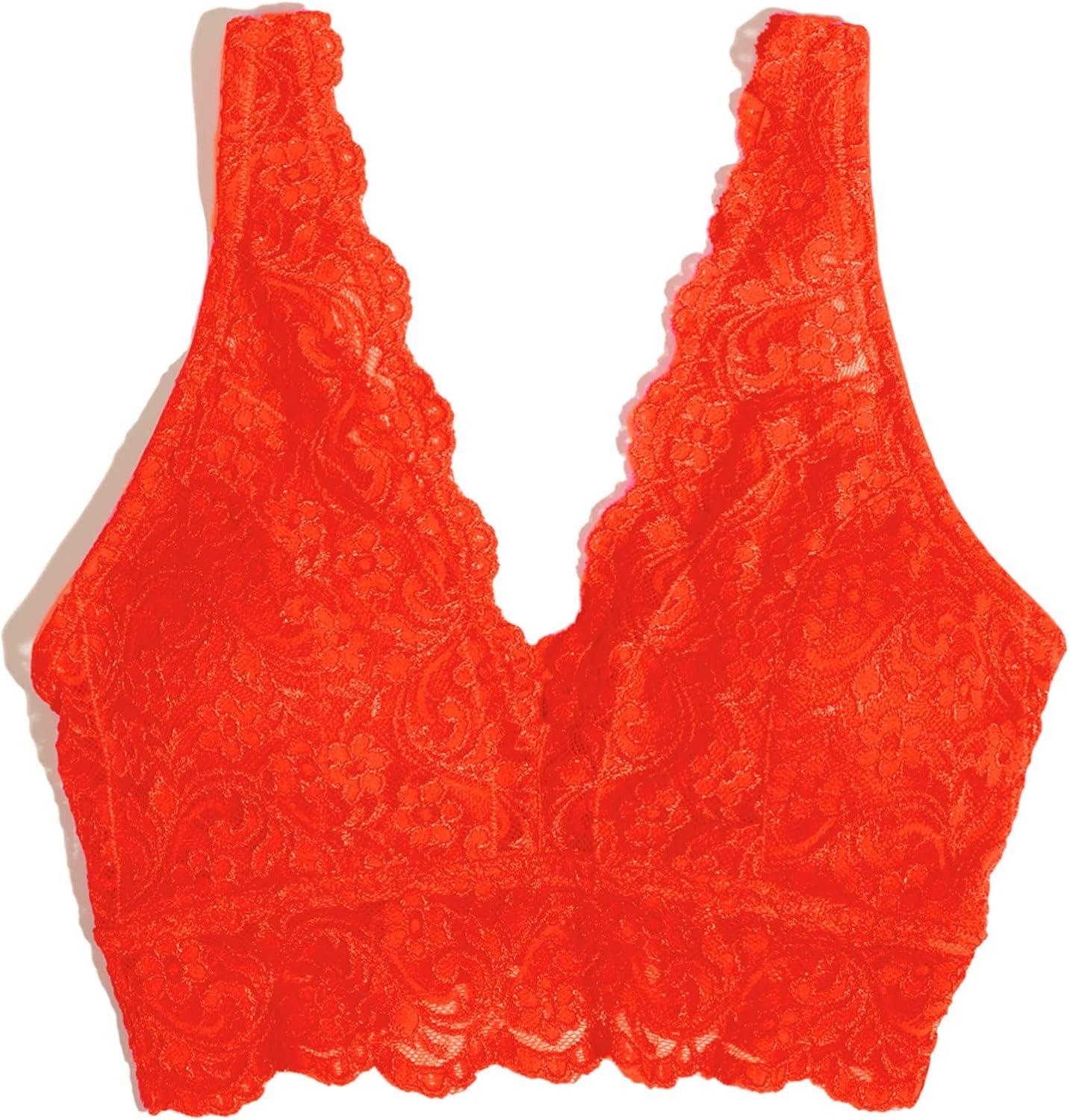 imageSmart ampamp Sexy Womens Signature Lace Deep V BraletteHot Fire 1 Pack