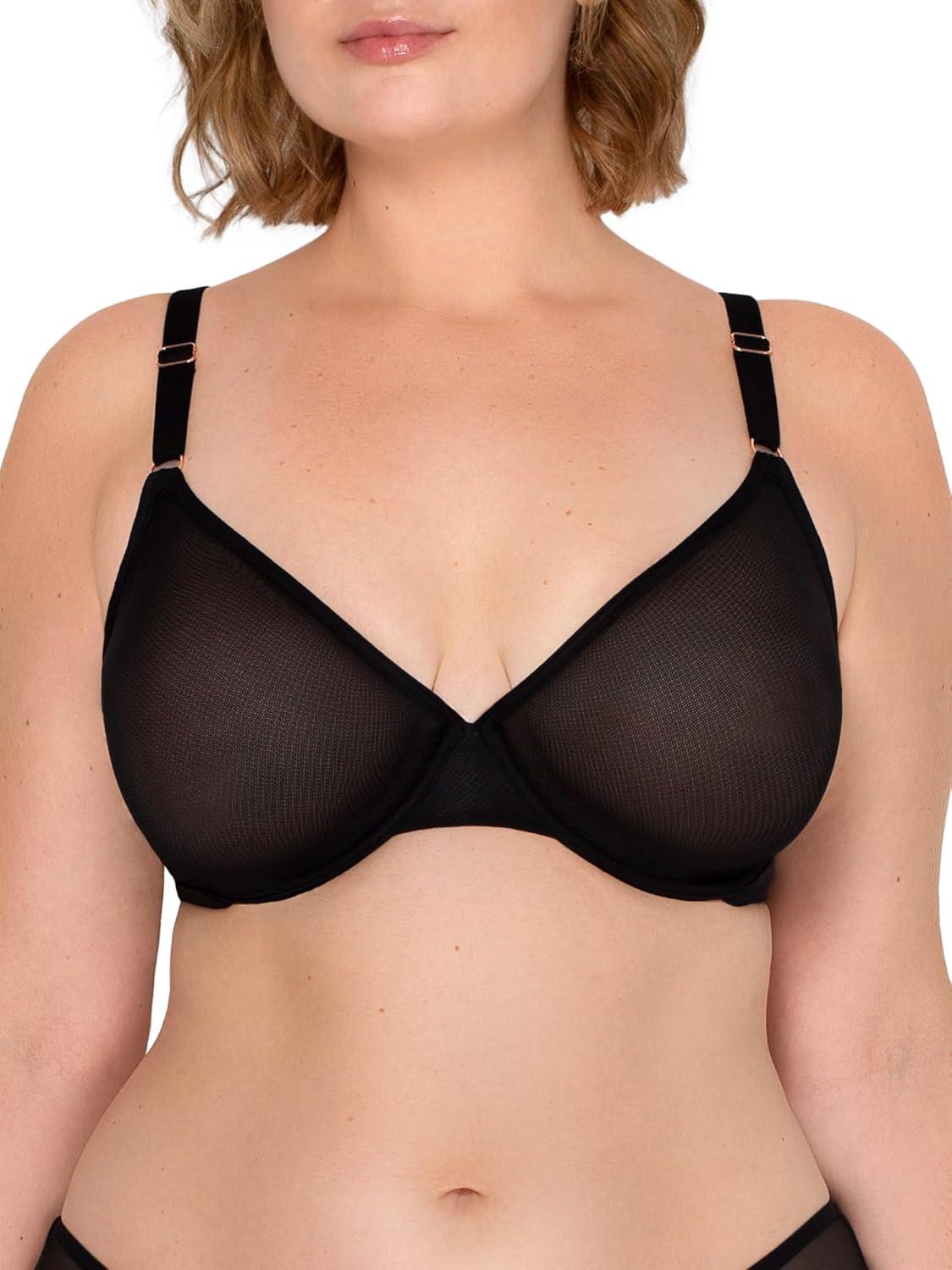 imageSmart amp Sexy Womens Sheer Mesh Demi Underwire BraBlack HueElectric Pink