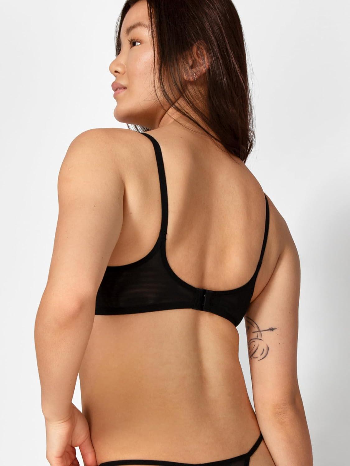 imageSmart amp Sexy Womens Sheer Mesh Demi Underwire BraDazzling BlueBlack Hue