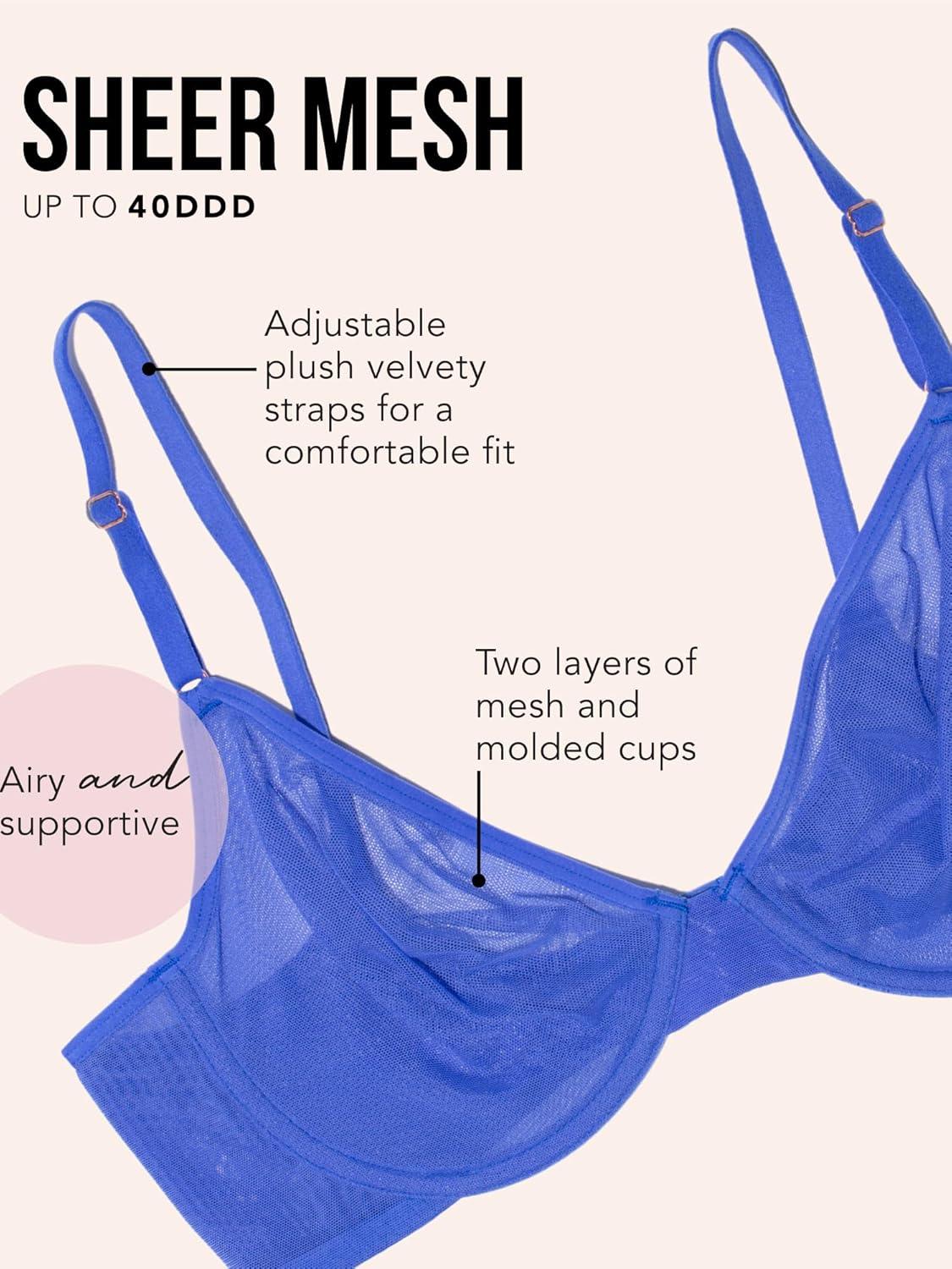 imageSmart amp Sexy Womens Sheer Mesh Demi Underwire BraDazzling BlueBlack Hue