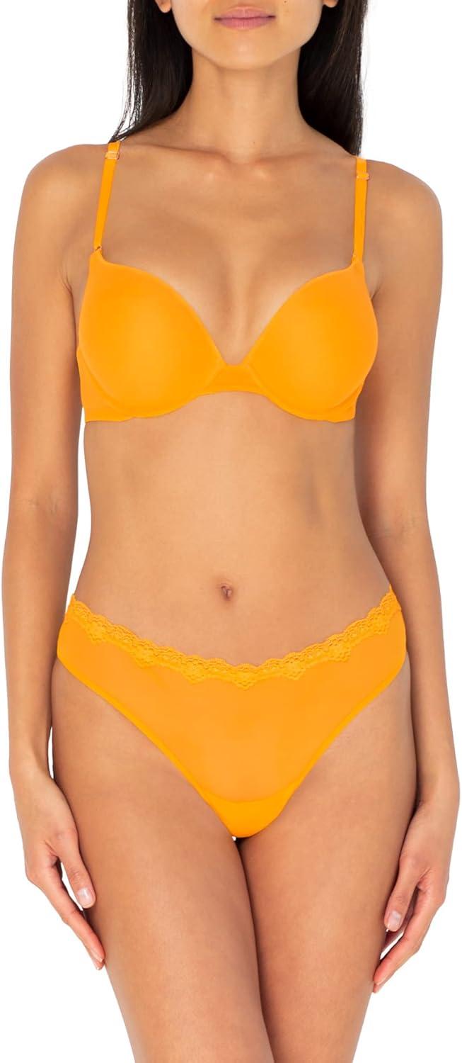 imageSmart amp Sexy Womens Mesh amp Lace Thong Panties Available in Multi PacksSaffronBlack Hue