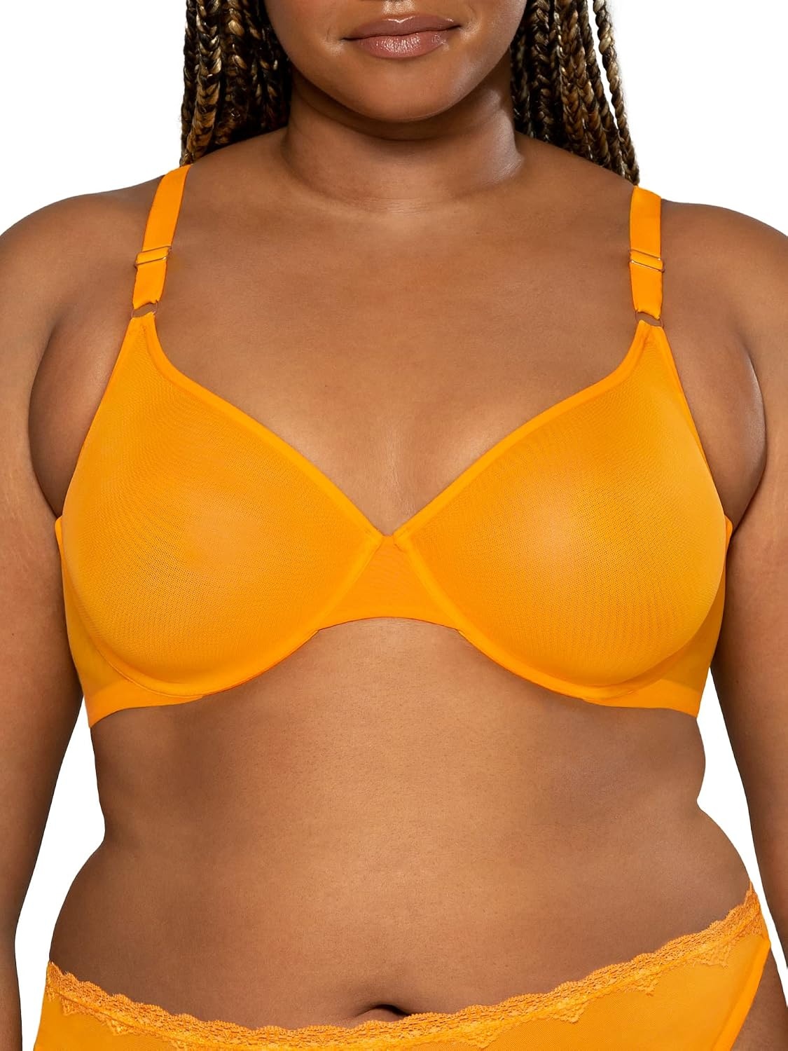 image:imageSmart amp Sexy Womens Sheer Mesh Demi Underwire Bra Sexy amp Comfortable See Through BrasSaffron