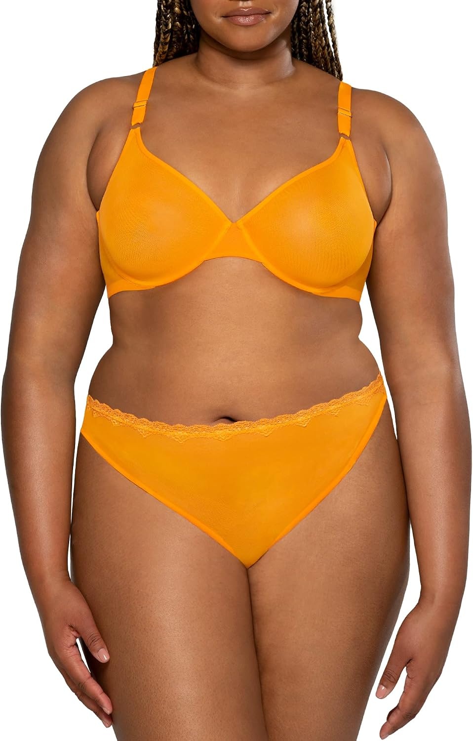 image:imageSmart amp Sexy Womens Sheer Mesh Demi Underwire Bra Sexy amp Comfortable See Through BrasSaffron