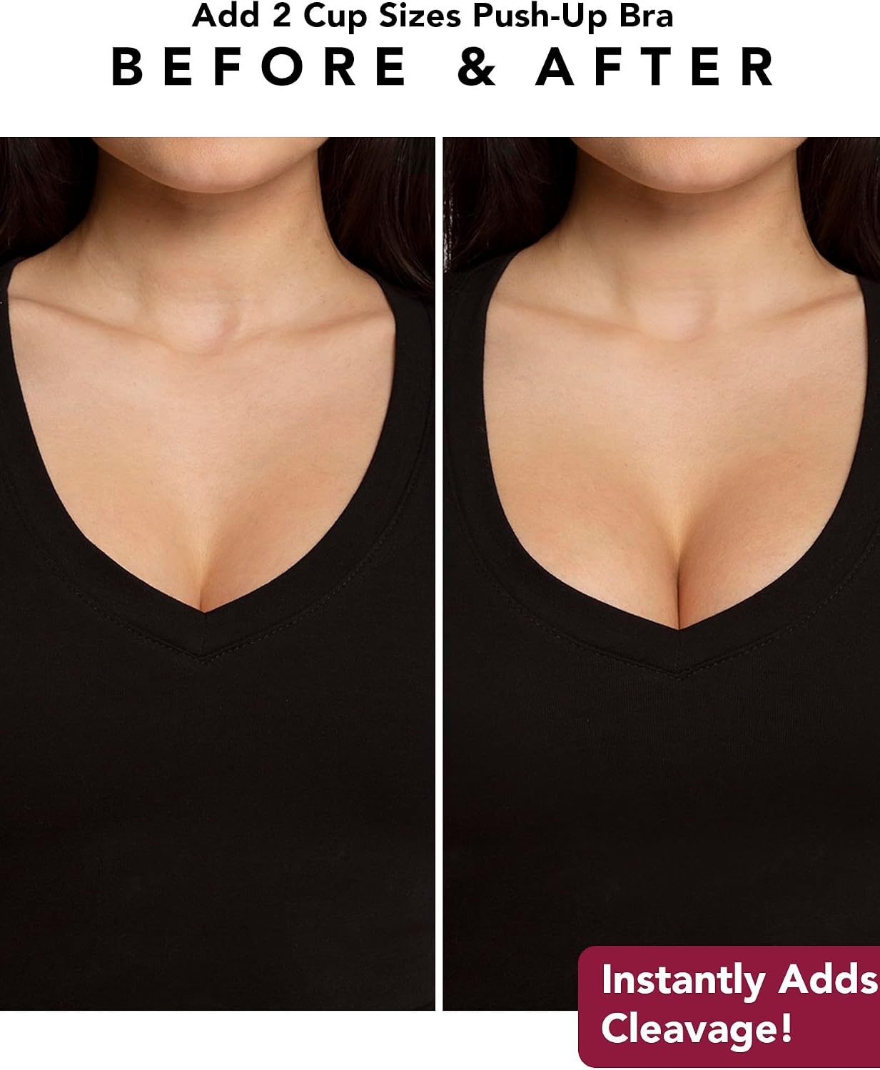 image:imageSmart and Sexy Womens Add 2 Cup Sizes PushUp Bra Maximum Cleavage BraWhite With Lac E Wings