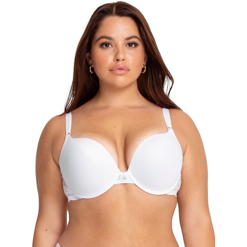 image:imageSmart and Sexy Womens Add 2 Cup Sizes PushUp Bra Maximum Cleavage BraWhite With Lace Wings